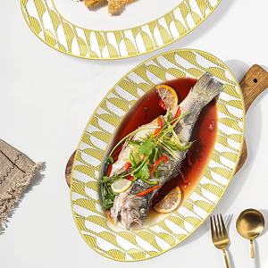 Juego <span class=keywords><strong>de</strong></span> Platos <span class=keywords><strong>de</strong></span> Porcelana Europea con Borde Dorado, Serie Sun, Vajilla <span class=keywords><strong>de</strong></span> Lujo, Apta para Alimentos, Libre <span class=keywords><strong>de</strong></span> BPA, Personalizable, Elegante para el Hogar - Product Image 5