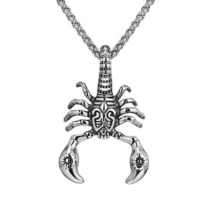Scorpion <b>Titanium</b> Steel Pendant Necklace Men's Gothic Style Insect Shape Stainless Steel <b>Chain</b> 4mm 60cm - Product Image 5