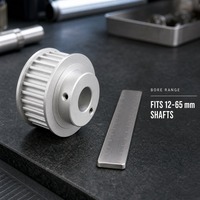 Poulie de distribution S8M à dents courbes, poulie de courroie synchrone en alliage d'aluminium 18-60T, largeur de courroie 15/25/30/40mm, alésage 12-65mm, vis de réglage OEM