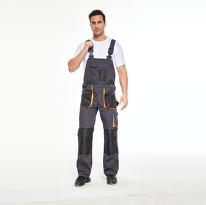 Salopette de travail renforcée pour les genoux, vêtements de travail robustes gris avec plusieurs poches pour la construction - Product Image 1