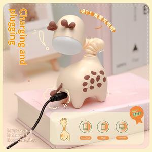 Lampe de nuit miniature <span class=keywords><strong>girafe</strong></span> à tête mobile LED, protection du sommeil, mignonne, rechargeable par USB, lampe de table d'ambiance, ABS, blanc chaud - Product Image 5