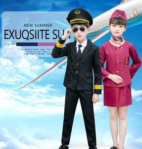 Aksesoris pramugari anak Set topi seragam <span class=keywords><strong>Pilot</strong></span> udara pramugari pramugari untuk anak perempuan gaun karir Cosplay kostum Halloween - Product Image 6