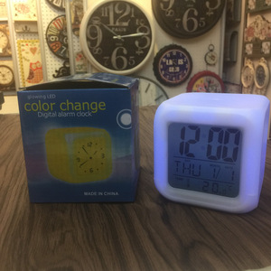 Square Color Changing Alarm <b>Clock</b> Led <b>Digital</b> <b>Desk</b> <b>Clock</b> With Date And Temperature Display - Product Image 2
