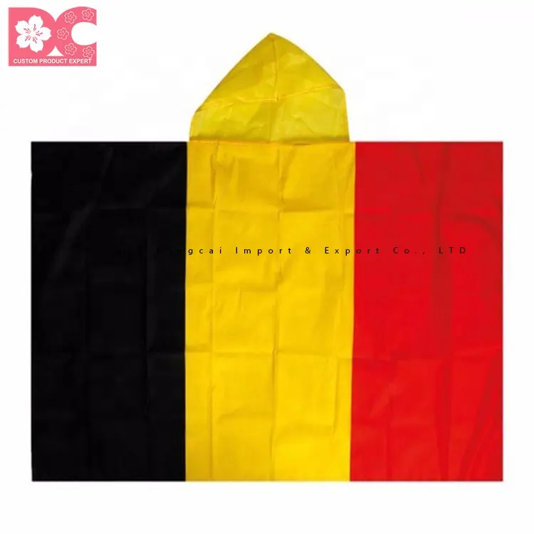 Banderas de ventilador de capa de Bélgica, respetuoso con el medio ambiente, 100% poliéster, chal personalizado, bandera corporal de 3 'x 5', 90x150 cm