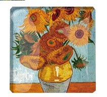 Imanes Promocionales Magnéticos Suaves para Refrigerador con Diseño de la Noche Estrellada de Van Gogh y Girasoles, en Forma de Cuadrado de Cristal - Product Image 3