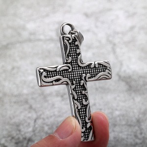 Stainless Steel <b>Cross</b> Pendant Necklace Unisex Everyday Wear Geometric Design Asymmetry Pattern 20507 - Product Image 2