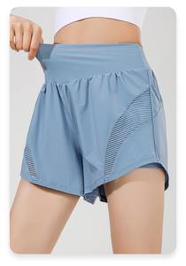 Pantalones cortos de gimnasia de doble capa de verano al por mayor, ropa de entrenamiento de yoga con logotipo personalizado, pantalones cortos deportivos sueltos de color sólido - Product Image 4