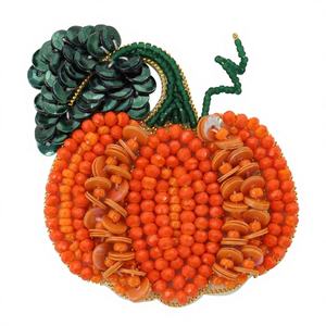 Parche de lentejuelas bordado a mano con cuentas de aleación en forma de calabaza, chapado en plata, accesorio de moda para Halloween, venta al por mayor - Product Image 1