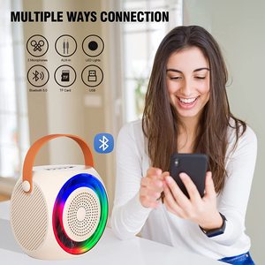 Macchina per Karaoke portatile con microfono Wireless Set 10W Stereo <span class=keywords><strong>K</strong></span> Song BT Speaker regali per adulti bambini con luci LED RGB - Product Image 2