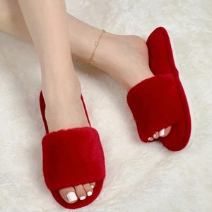 Breathable Warm Canvas Cotton Velvet Mules PVC Outsole Artificial Plush Lining Durable Flat-bottom <b>Women</b> All Seasons Evergreen - Product Image 4