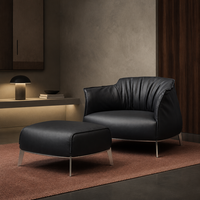 Fauteuil en cuir véritable italien fait main, confort enveloppant, chaise de détente, cuir pleine fleur, pour chambre et hôtel