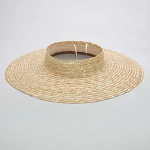 Custom Open Top Crown Shape Beach Wear Natural Wheat Straw Visor Sun Hat for Women Can Drop Shipping