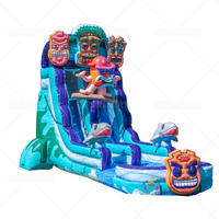 Offre Spéciale personnalisez le toboggan aquatique gonflable commercial de toboggan d'aventure sur le thème tropical avec le toboggan aquatique gonflable de piscine