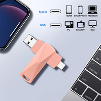 Clé USB Type C OTG 2-en-1 en alliage léger haute vitesse avec double interface pour téléphone et ordinateur portable, pivotante et portable