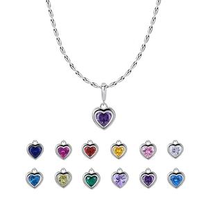 Collana alla moda gioielli con ciondoli in cristallo delicato 925 Sterling Silver Love Heart birth stone collana pendente donna - Product Image 1