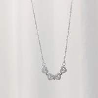 Kalung Lipat Magnetik Berbentuk Hati dengan Liontin Semanggi Berdaun Empat, Bahan Stainless Steel Bertabur Zirkon, Promo Hot Sale