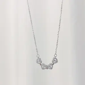Лидер продаж, инкрустированное цирконием ожерелье из нержавеющей стали, магнитное ожерелье в форме сердца, четырехлистное ожерелье с подвеской в виде клевера