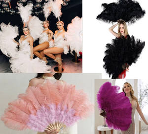 Abanico de Plumas de Avestruz de 13 Costillas de Aproximadamente 60cm de Diámetro Ideal para Actuaciones en Escenario Pasarelas <span class=keywords><strong>Bar</strong></span> Espectáculos Abanicos de Plumas y Abanicos Plegables - Product Image 6