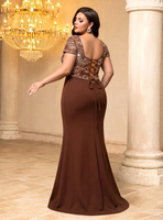 Robe de soirée en maille à sequins, col cœur, taille cintrée, grande taille, nouvelle collection, haute qualité, pour mariage et soirée