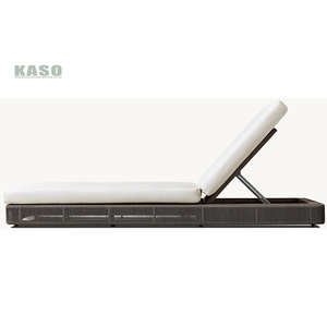 Chaise longue en bois pour piscine, chaise longue <span class=keywords><strong>de</strong></span> plage extérieure, lit <span class=keywords><strong>de</strong></span> patio en rotin, métal blanc, teck, aluminium, <span class=keywords><strong>jardin</strong></span>, chaise longue en bois - Product Image 2