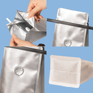 Stokta kahve çekirdeği ambalaj dik durabilen poşet Kraft kağıt folyo vana fermuar düz alt çay kahve çanta kalay kravat ile 250G 500 <span class=keywords><strong>Gram</strong></span> - Product Image 2