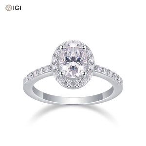 Cincin Berlian Buatan Laboratorium Warna D VVS1, Perak 925 Berlapis Emas Putih <span class=keywords><strong>18K</strong></span>, Cincin Pernikahan, Promo Panas - Product Image 1