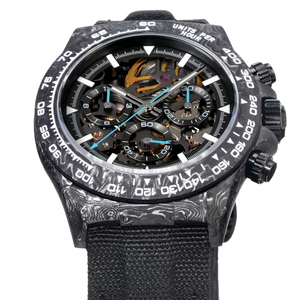 Reloj Mecánico Automático Negro de Moda, Superficie de Zafiro, Correa de Cuero y Nailon, Estilo Hip Hop para Raperos - Product Image 2