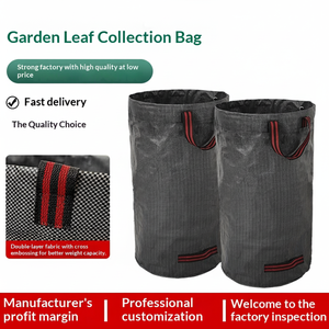 ถุงเก็บใบไม้ในสวนแบบหนาเคลือบ PP กันน้ำ ถุงใส่ขยะสำหรับปุ๋ยหมัก สีเทา-ดำ - Product Image 3