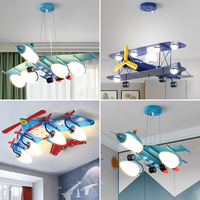 Lampe suspendue créative en forme d'avion de dessin animé pour chambre d'enfant - Éclairage domestique moderne blanc chaud de taille moyenne