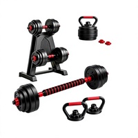 Vente en gros d'usine : Ensemble de haltères et barres de musculation réglables et détachables en PVC écologique pour hommes, équipement de fitness à domicile