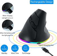 Souris ergonomique verticale rechargeable JSY-14 double mode 2.4G BT sans fil USB à suivi optique réglable pour PC portable