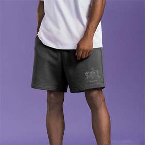 Pantalones Cortos Deportivos Casuales de Estilo Urbano, de Lana Gruesa, Desgastados, Talla Grande, Transpirables, con Logotipo, para Hombre - Product Image 1