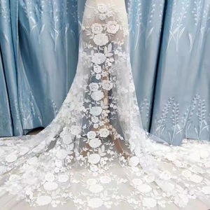 LS766 아프리카 얇은 명주 그물 장미 꽃 장식 조각 레이스 직물 자수 직물 저녁 원피스 웨딩 원피스 - Product Image 6