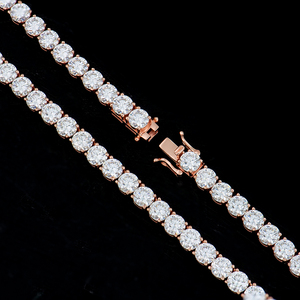 สร้อยคอเทนนิสทรงเหลี่ยมเจียระไนแบบบริลเลียนท์ ชุบทองคำขาว 18K ประดับเพชรโมอิสซาไนต์ VVS ขนาด 5 มม. เงินแท้ 925 สำหรับทุกเพศ สไตล์ทันสมัย ขายส่งจากโรงงาน - Product Image 2