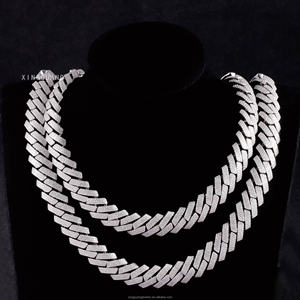 Hip Hop Jewelry 3Rows 15MM iced out chain Gold Plated 925 <b>Silver</b> VVS Moissanite Diamond Link Chain <b>Bracelet</b> GRA certificate - Product Image 2