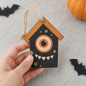 House Shaped <b>Wooden</b> Halloween Ornaments Pumpkin Frankenstein Ghost Skull Black <b>Cat</b> Monster Face Spooky <b>Tree</b> Hanging Party Decor - Product Image 4
