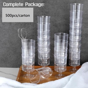 Gobelet transparent Mingyu à pied haut pour <span class=keywords><strong>mousse</strong></span>, pudding, dessert – Contenant jetable de haute qualité en PS pour boissons - Product Image 5