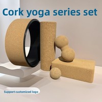 Kit d'étirement des muscles du dos pour Pilates, Bloc de yoga, Roue de yoga, Ballon simple, Ballon cacahuète, Colonne en liège haute densité, Bâton de massage en mousse solide