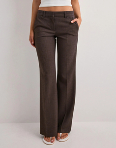 Pantalon large taille haute pour femme, couleur unie, formel, longueur complète, en polyester, infroissable, avec braguette zippée - Product Image 1