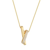 Collier pendentif en argent sterling S925 avec deux cercles en zircon cubique pour cadeau de fille