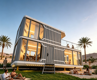 Villas de luxe ultra modernes à 2 étages, maison mobile préfabriquée en aluminium durable avec panneaux muraux modulaires