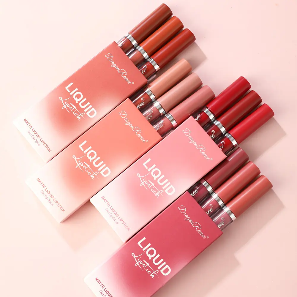 3 Color Matte Waterproof Non-stick Cup Air Velvet Makeup Cosmetics Lipstick Lip Gloss Set