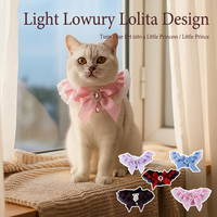 Collier Lolita pour animaux de compagnie, collier à volants avec nœud papillon, bavoir de princesse, accessoire photo réglable pour chat et chien, toutes saisons