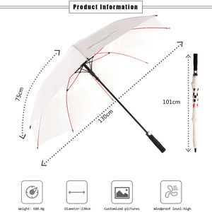 Parapluie de golf robuste, grand parapluie coupe-vent avec armature en fibre de verre, impression personnalisée, parapluie en gros - Product Image 6