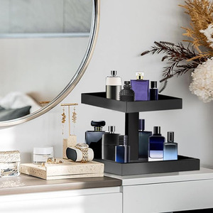 Black Perfume Organizer for Men - 2 Tier Acrylic Cologne <b>Rack</b> Organizer for Men Rectangular Vanity Storage with Sturdy Design - Product Image 4