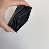Dompet Kartu Kredit Kulit Sapi Asli Pebble, Tipis, Tempat Kartu Identitas, untuk Wanita dan Pria