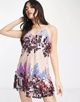 Nanyee Textile 9 + 18mm Rose Et Nude Disque Surdimensionné Tissus À Paillettes Mixtes Pour Mini Robe Cami