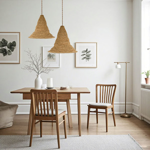 Hand Woven Hemp <b>Rope</b> Lampshade Cone Shape Brown 31x31x30cm For Indoor Hanging <b>Lighting</b> Decorative Shade - Product Image 1