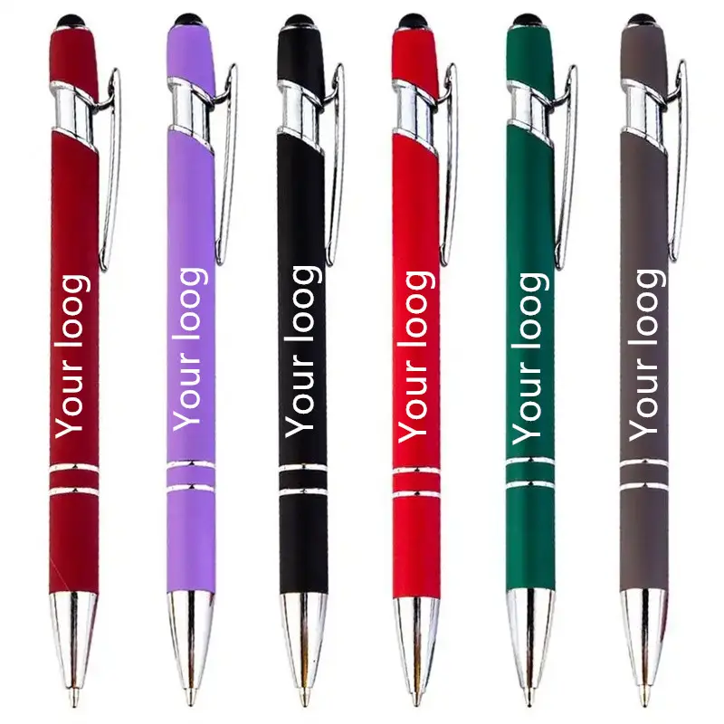 Trendy Other Novelty Personalized Gift Stylus Soft Touch Screen Pen 2 In 1 With Custom Logo Metal Ball Pen Luxury Ballpoint Pens