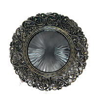 Assiette de présentation décorative en plastique doré brillant pour mariage, hôtel et fête